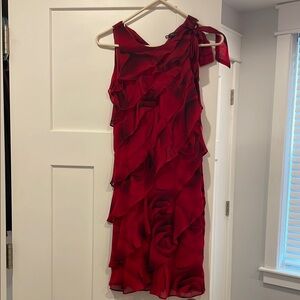 White House Black Market Red Ruffle Dress